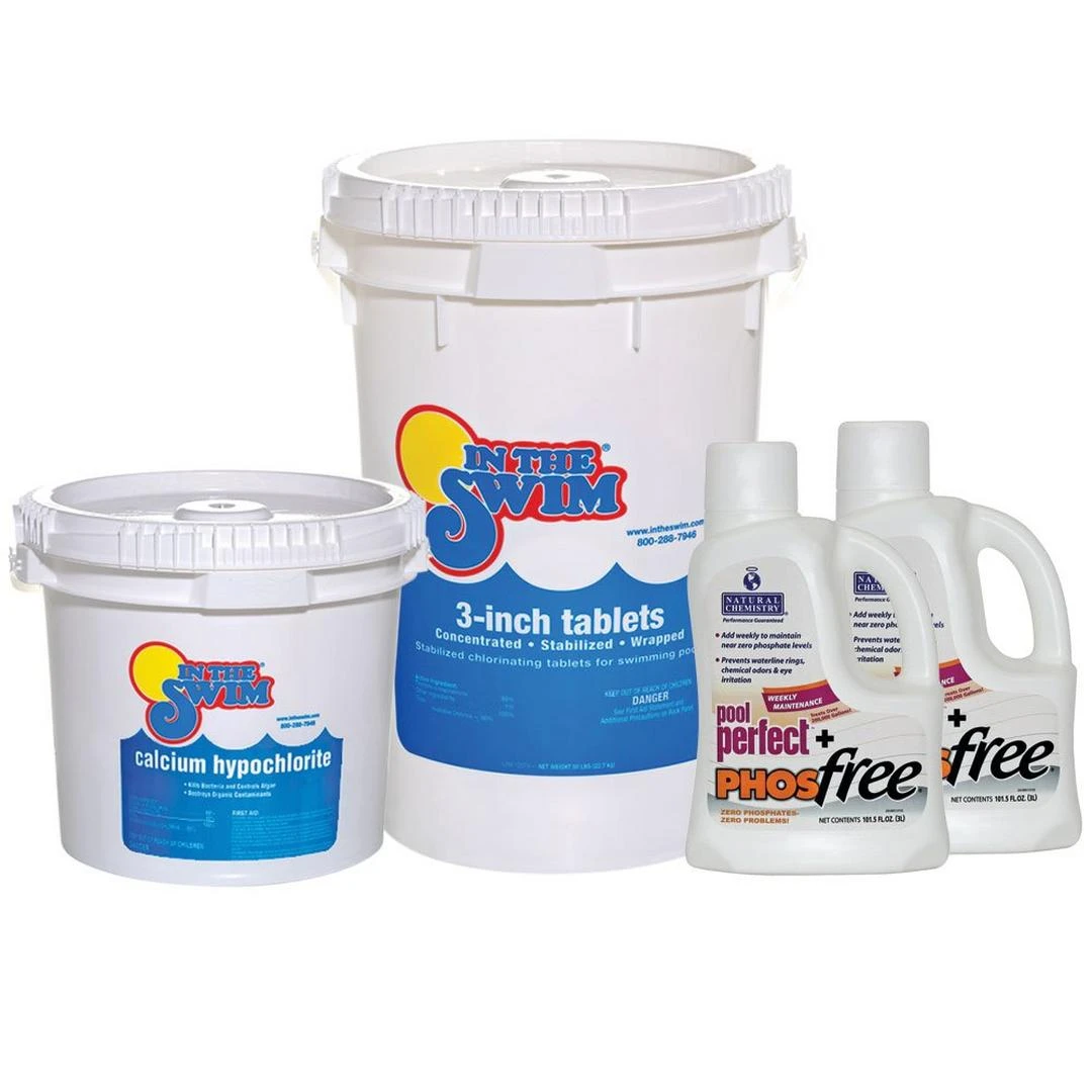 In The Swim - 3 Inch Chlorine Tablets 50 Lbs Bucket And Calcium Hypochlorite Pool Shock 25 Lbs Bucket With 2 X Pool Perfect + PhosFree 3 L Bundle 2 In The Swim - 3 Inch Chlorine Tablets 50 Lbs Bucket And Calcium Hypochlorite Pool Shock 25 Lbs Bucket With 2 X Pool Perfect + PhosFree 3 L Bundle - Image 2