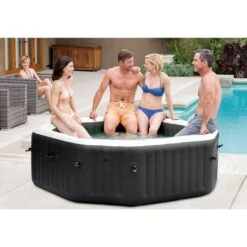 Intex - 79" X 28" PureSpa Jet And Bubble Deluxe Inflatable Hot Tub Set With Energy Efficient Cover, 4-Person -Pure Pools Store 79 X 28 PureSpa Jet and Bubble Deluxe Inflatable Hot Tub Set with Energy Efficient Cover 4 Person 5