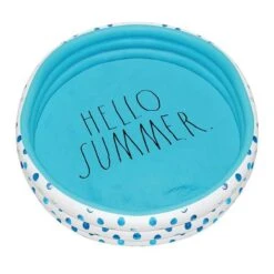 Pure Pools Store 11 Rae Dunn - Aqua Polka Dot Inflatable Mini Pool - Hello Summer