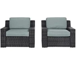 Crosley - Beaufort 2-Piece Outdoor Wicker Seating Set - Brown Finish -Pure Pools Store Beaufort 2 Piece Outdoor Wicker Seating Set Brown Finish 2