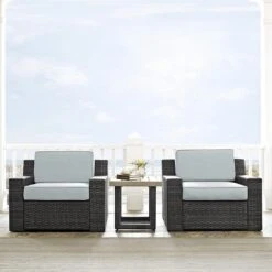 Crosley - Beaufort 2-Piece Outdoor Wicker Seating Set - Brown Finish -Pure Pools Store Beaufort 2 Piece Outdoor Wicker Seating Set Brown Finish 6