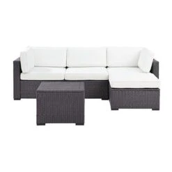 Crosley - Biscayne Mist 4 Piece Wicker Set With Loveseat, Corner Chair, Ottoman And Coffee Table -Pure Pools Store Biscayne 4 Piece Wicker Set with Loveseat Corner Chair Ottoman and Coffee Table 24