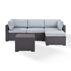 Crosley - Biscayne 4-Piece Wicker Set With Loveseat, Corner Chair, Ottoman And Coffee Table -Pure Pools Store Biscayne 4 Piece Wicker Set with Loveseat Corner Chair Ottoman and Coffee Table 9