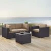 Crosley - Biscayne 4 Piece Wicker Set With White Cushions - Two Corner Chairs, Arm Chair & Coffee Table
