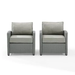 Crosley - Bradenton 2-Piece Outdoor Wicker Armchair Set, Gray