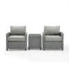 Crosley - Bradenton 3-Piece Outdoor Wicker Armchair Set, Gray