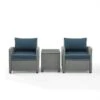 Crosley - Bradenton 3-Piece Outdoor Wicker Armchair Set, Navy