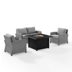 Bradenton 4-Piece Wicker Convers Set With Fire Table -Pure Pools Store Bradenton 4 Piece Wicker Convers Set with Fire Table 11
