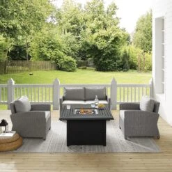 Bradenton 4-Piece Wicker Convers Set With Fire Table -Pure Pools Store Bradenton 4 Piece Wicker Convers Set with Fire Table 12