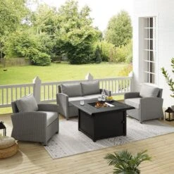 Bradenton 4-Piece Wicker Convers Set With Fire Table -Pure Pools Store Bradenton 4 Piece Wicker Convers Set with Fire Table 3