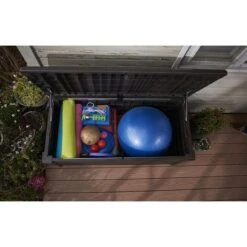 Keter - Brightwood 120 Gallon Deck Box, Brown -Pure Pools Store Brightwood 120 Gallon Deck Box Brown 2