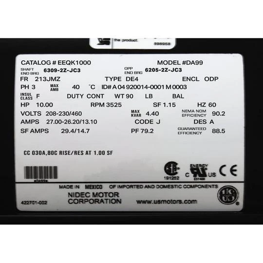 U.S. Motors - Emerson 215JMZ EQ Single Speed 15HP Full Rated Commercial Motor 2 U.S. Motors - Emerson 215JMZ EQ Single Speed 15HP Full Rated Commercial Motor - Image 2