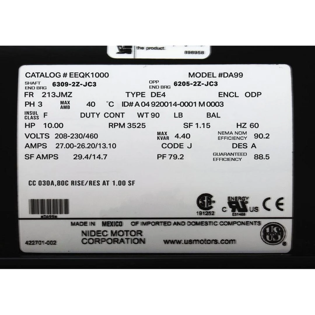 U.S. Motors - Emerson 215JMZ EQ Single Speed 15HP Full Rated Commercial Motor 8 U.S. Motors - Emerson 215JMZ EQ Single Speed 15HP Full Rated Commercial Motor - Image 8
