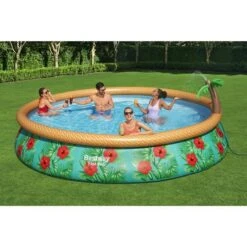 Bestway - Fast Set Paradise Palms 15' Round Inflatable Pool Set -Pure Pools Store Fast Set Paradise Palms 15 Round Inflatable Pool Set 9