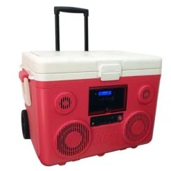 Sondpex - KoolMax 40 Quart Wheeled Cooler Bluetooth Audio And Charging Station - Red