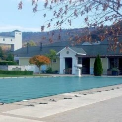 GLI - Original Mesh 16' X 36' Rectangle Safety Cover With 4' X 8' Center End Step, Green -Pure Pools Store Original Mesh 16 x 36 Rectangle Safety Cover with 4 x 8 Center End Step Green 13