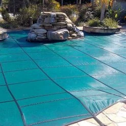 GLI - Original Mesh 16' X 36' Rectangle Safety Cover With 4' X 8' Center End Step, Green -Pure Pools Store Original Mesh 16 x 36 Rectangle Safety Cover with 4 x 8 Center End Step Green 2