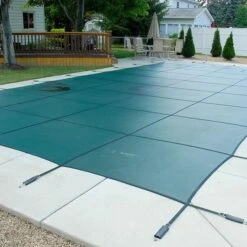 GLI - Original Mesh 16' X 36' Rectangle Safety Cover With 4' X 8' Center End Step, Green -Pure Pools Store Original Mesh 16 x 36 Rectangle Safety Cover with 4 x 8 Center End Step Green 3