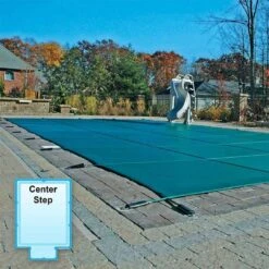 GLI - Original Mesh 16' X 36' Rectangle Safety Cover With 4' X 8' Center End Step, Green -Pure Pools Store Original Mesh 16 x 36 Rectangle Safety Cover with 4 x 8 Center End Step Green 8