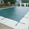 GLI - 18' X 36' Rectangle With 4' X 8' Left Side Step Mesh Safety Pool Cover, Blue