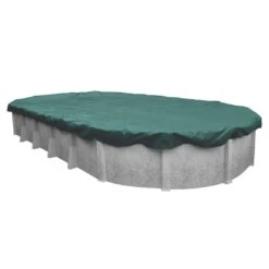 Midwest Canvas - Oval Winter Pool Cover, 12 Year Warranty, Green -Pure Pools Store Oval Winter Pool Cover 12 Year Warranty Green 16