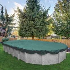 Midwest Canvas - Oval Winter Pool Cover, 12 Year Warranty, Green -Pure Pools Store Oval Winter Pool Cover 12 Year Warranty Green 17