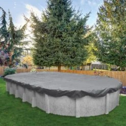 Midwest Canvas - 16' X 25' Oval Winter Pool Cover, 16 Year Warranty, Silver -Pure Pools Store Oval Winter Pool Cover 16 Year Warranty Silver 2