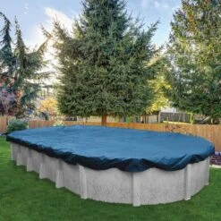 Midwest Canvas - 16' X 32' Oval Winter Pool Cover, 8 Year Warranty, Blue -Pure Pools Store Oval Winter Pool Cover 8 Year Warranty Blue 2