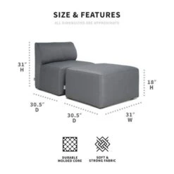 Big Joe - Patio 2-Piece Sectional Couch, Granite -Pure Pools Store Patio 2 Piece Sectional Couch Granite 2