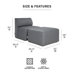 Big Joe - Patio 2-Piece Sectional Couch, Granite -Pure Pools Store Patio 2 Piece Sectional Couch Granite 5