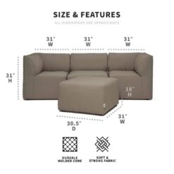 Big Joe - Patio 4-Piece Sectional Couch, Castor Gray 11 Big Joe - Patio 4-Piece Sectional Couch, Castor Gray -Pure Pools Store Patio 4 Piece Sectional Couch Castor Gray 5