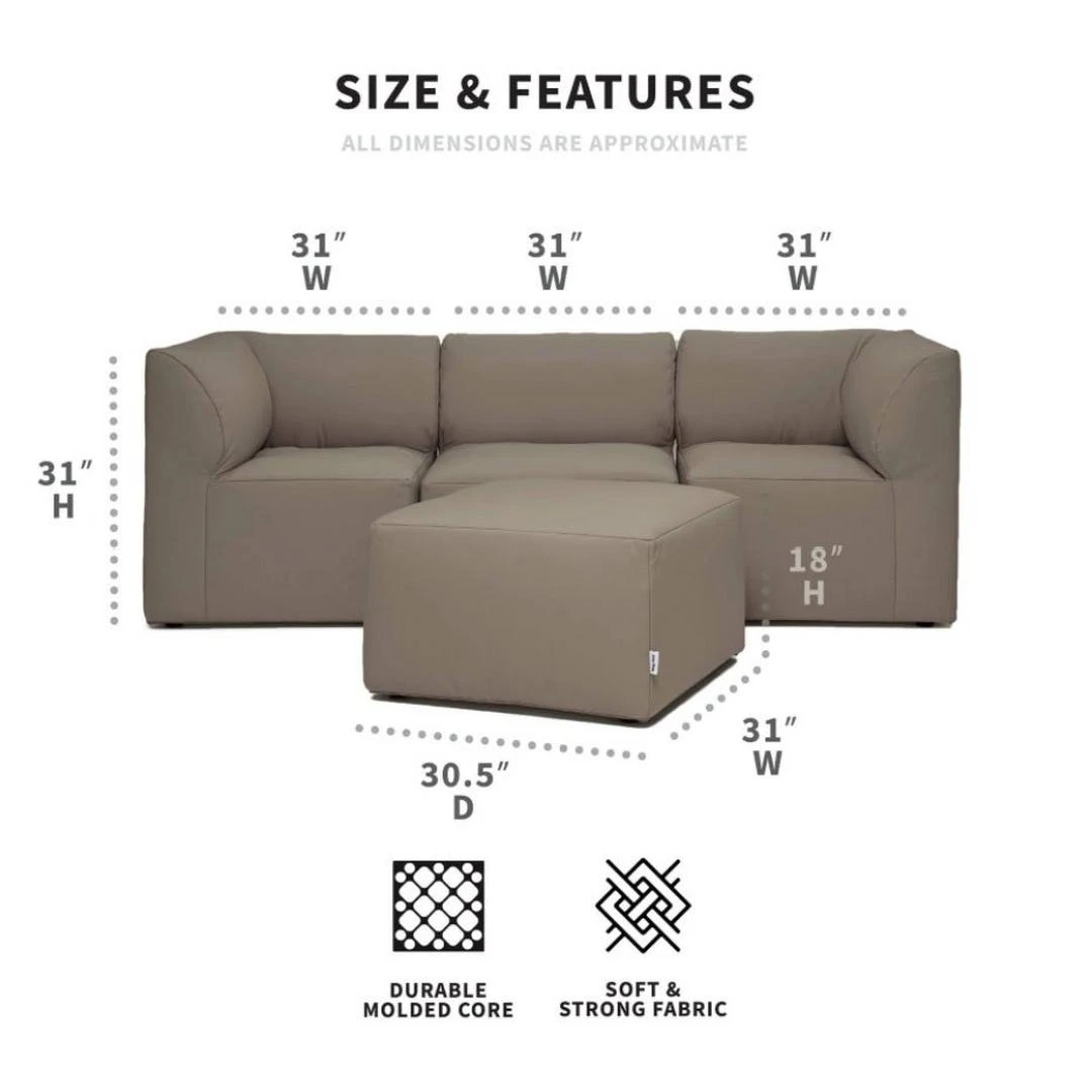Big Joe - Patio 4-Piece Sectional Couch, Castor Gray 6 Big Joe - Patio 4-Piece Sectional Couch, Castor Gray - Image 6
