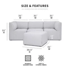 Big Joe - Patio 4-Piece Sectional Couch, Light Gray 7 Big Joe - Patio 4-Piece Sectional Couch, Light Gray -Pure Pools Store Patio 4 Piece Sectional Couch Light Gray 3