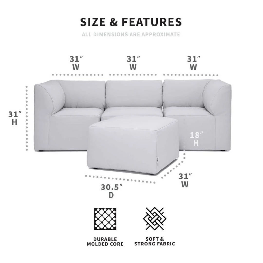 Big Joe - Patio 4-Piece Sectional Couch, Light Gray 4 Big Joe - Patio 4-Piece Sectional Couch, Light Gray - Image 4