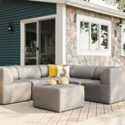 Big Joe - Patio 6-Piece Sectional Couch, Granite