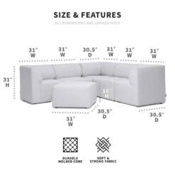 Big Joe - Patio 6-Piece Sectional Couch, Light Gray -Pure Pools Store Patio 6 Piece Sectional Couch Light Gray 3
