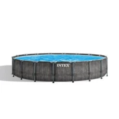 Intex - Prism Frame Greywood Above Ground Pool 18' Round X 48" Depth -Pure Pools Store Prism Frame Greywood Above Ground Pool 18 Round x 48 Depth 3