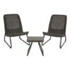 Keter - Rio 3 Piece Resin Wicker Patio Furniture Set With Side Table And Outdoor Chairs, Brown