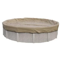 Polar Protector 28' Round Winter Pool Cover, 20 Year Warranty -Pure Pools Store Round Polar Protector Above Ground Winter Pool Cover 20 Year Warranty Tan 2