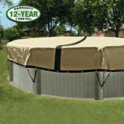 Round Ultimate 3000 Above Ground Winter Pool Cover, 12-Year Warranty, Tan