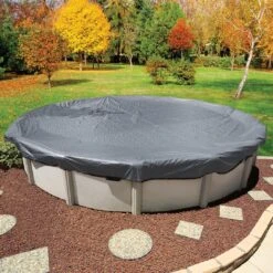 Midwest Canvas - 18' Round Winter Pool Cover, 16 Year Warranty, Silver -Pure Pools Store Round Winter Pool Cover 16 Year Warranty Silver 17