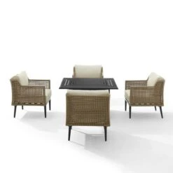 Crosley - Southwick 5-Piece Outdoor Wicker Conversation Set With Fire Table -Pure Pools Store Southwick 5 Piece Outdoor Wicker Conversation Set with Fire Table 3