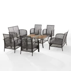 Crosley - Tribeca 8-Piece Outdoor Wicker Conversation Set, Brown -Pure Pools Store Tribeca 8 Piece Outdoor Wicker Conversation Set Brown 15