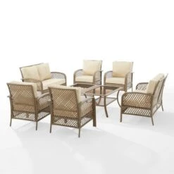 Crosley - Tribeca 8-Piece Outdoor Wicker Conversation Set, Driftwood